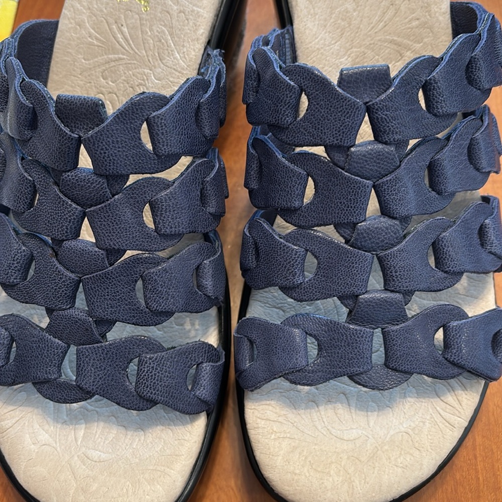 Jambu memory foam leather romance Navy Woven wedge Sandals - Picture 4 of 14
